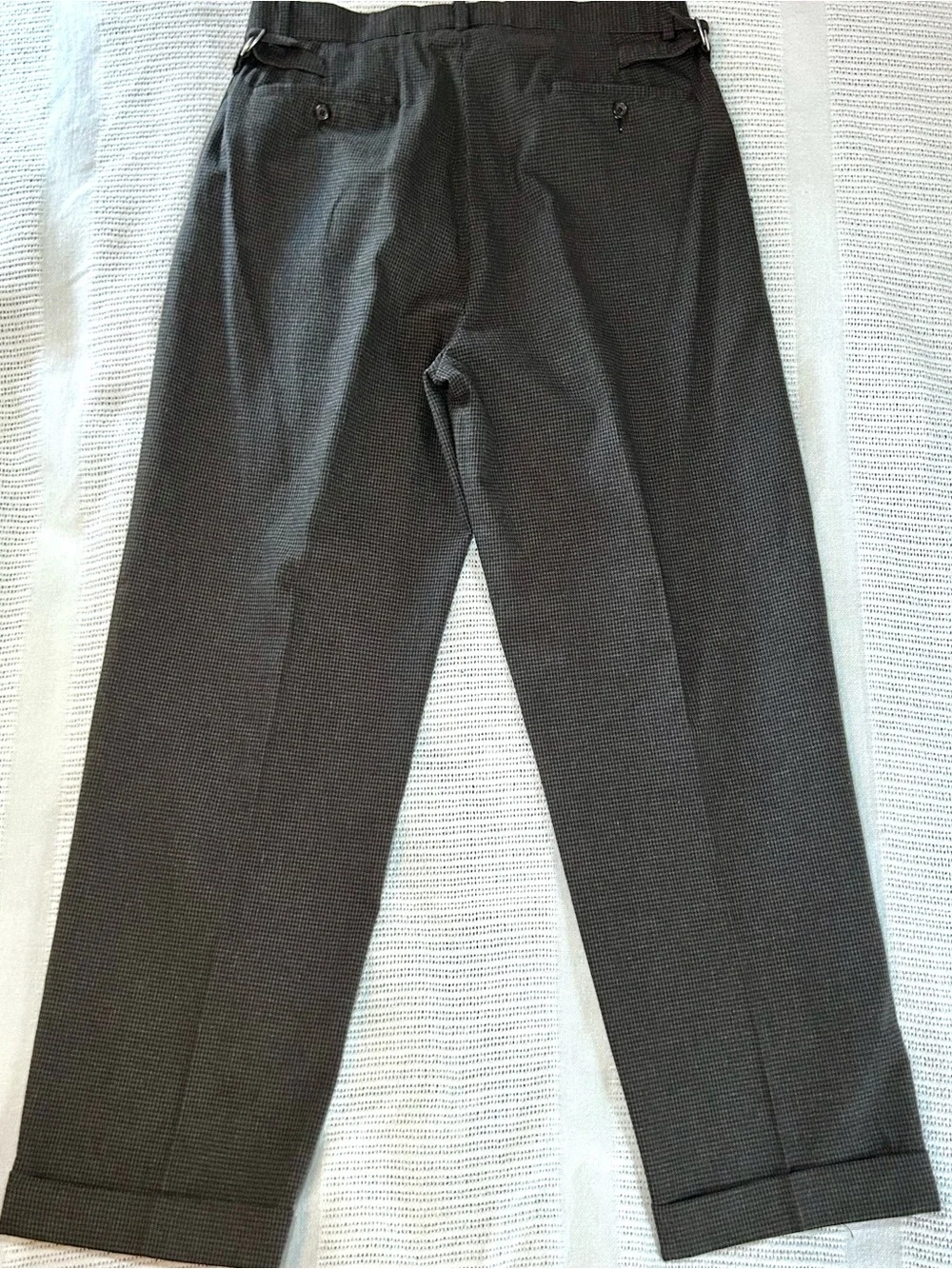 Vintage 80’s Polo Ralph Lauren Gray Brown Houndstooth Pants 33X29 Pleated Cuffed